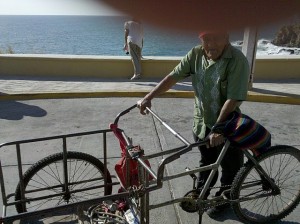 Old man on 3-wheel single speed