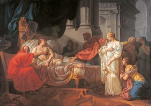 Jacques-Louis David, Erasistratus Discovers the Cause of Antiochus' Disease, 1774, Oil on canvas. École des Beaux-Arts, Paris